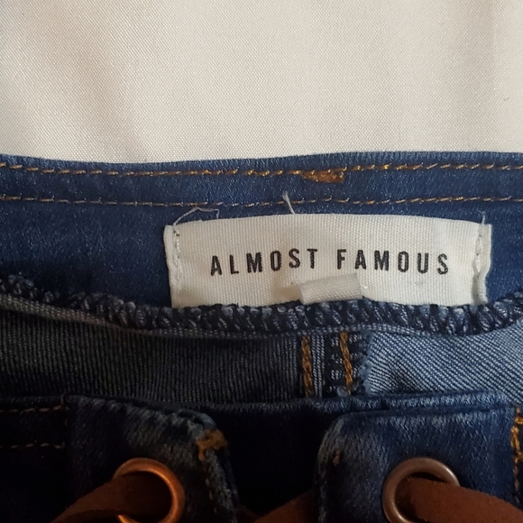 Almost Famous Denim Flare Jeans with Lace-Up Front. Sz 9 - Picture 2 of 7